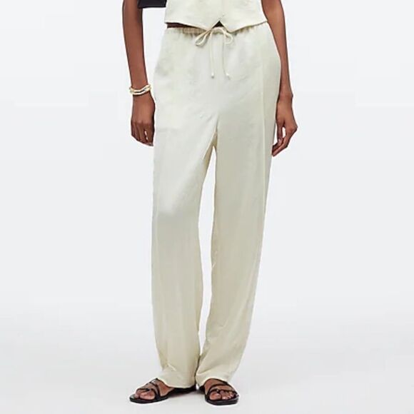 Madewell Pintucked Slim Pull-On Pants in Satin - Picture 1 of 7